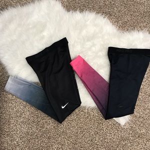 Bundle of 2 fleece lined ombré Nike pro leggings